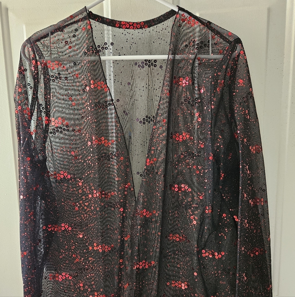 Bling Black Mesh w/Red Sequins Ladies Jacket by Southeastern Performance Apparel